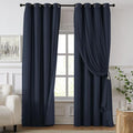100% Blackout Curtains for Bedroom, Double Layer Navy Blue Curtains, Room by Swandream