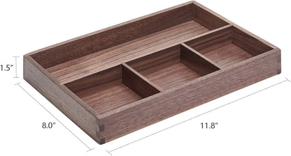 pandapark Wood Organizer Tray,Black Walnut,Desk & Drawer Storage Box (Walnut Master)