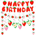 MEETINGU Strawberry Happy Birthday Banner Set, Strawberry Themed Birthday Party by MEETINGU