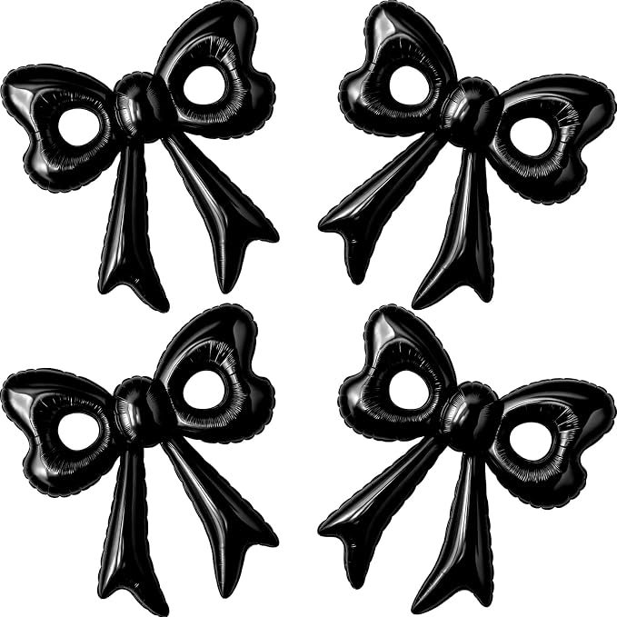 4 Pcs Black Bow Balloons, 31”Huge Bow Aluminum Foil Balloons by BSRESIN