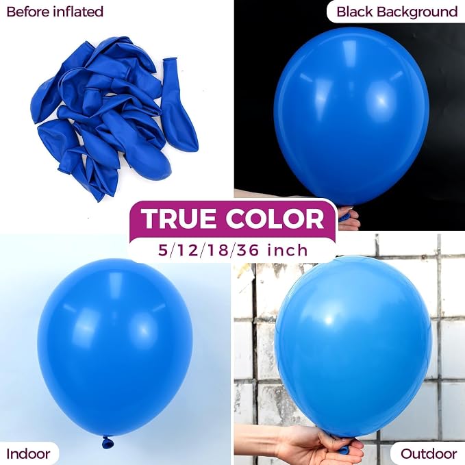 Bezente Royal Blue Latex Round Helium Party Balloons 100 Pack 12 inch | Matte - Image 2