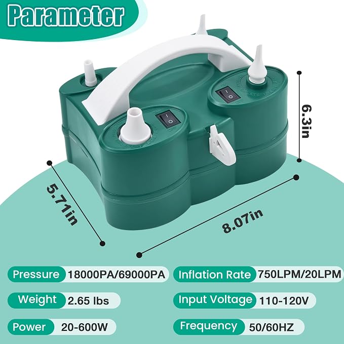 PCFING Balloon Pump Electric, Portable 3-in-1 Air Pump Inflator Blower Machine - Image 7
