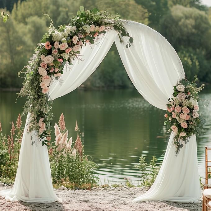 Ivory Wedding Arch Draping Fabric Backdrop Drapes Sheer 28.7"x 20FT | Sheer - Image 3
