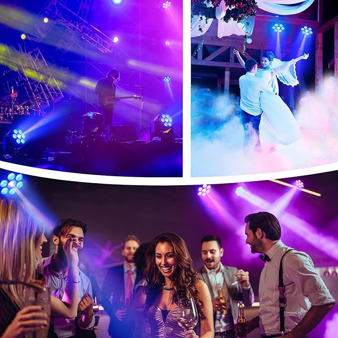 BETOPPER DJ Lights Moving Head, 7x8W RGBW Sound Activated/DMX Lighting, Moving Head Lights for Stage, Party, Live, DJ, Bar, Disco Lighting (2 Packs)