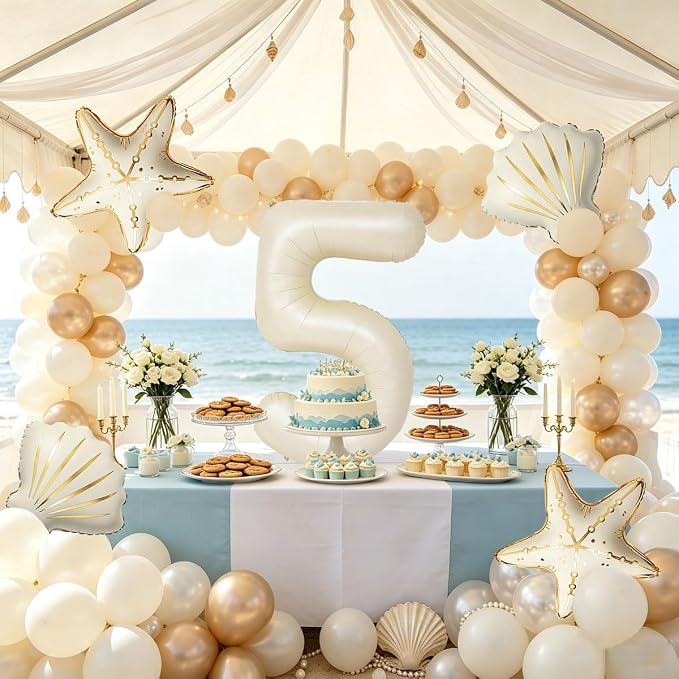 5 Pcs Starfish Seashell Balloons Set Under the Sea Party Decorations | 40 Inch - Image 3
