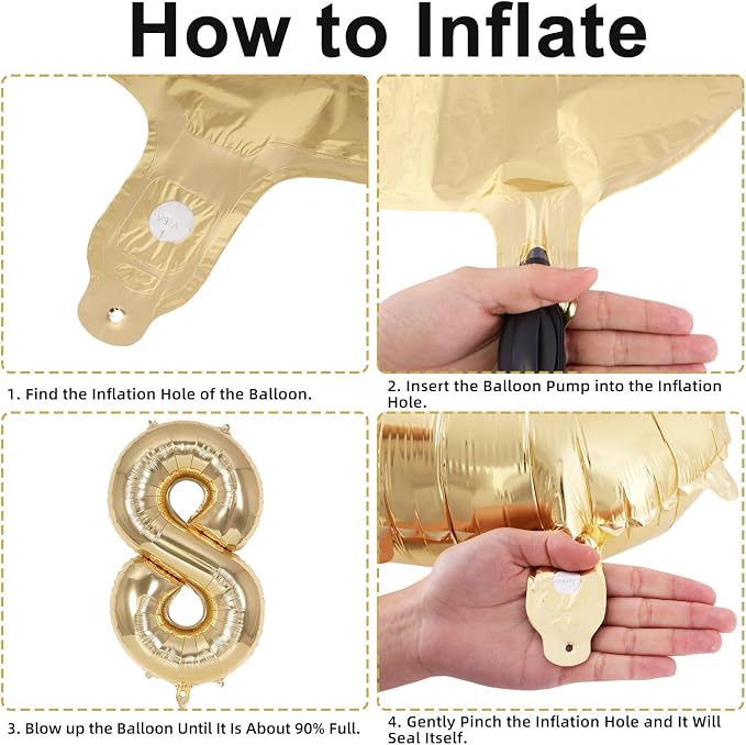 Champagne Gold Large Number 18 Balloon, 40 Inch Light Gold Foil Helium Number - Image 5