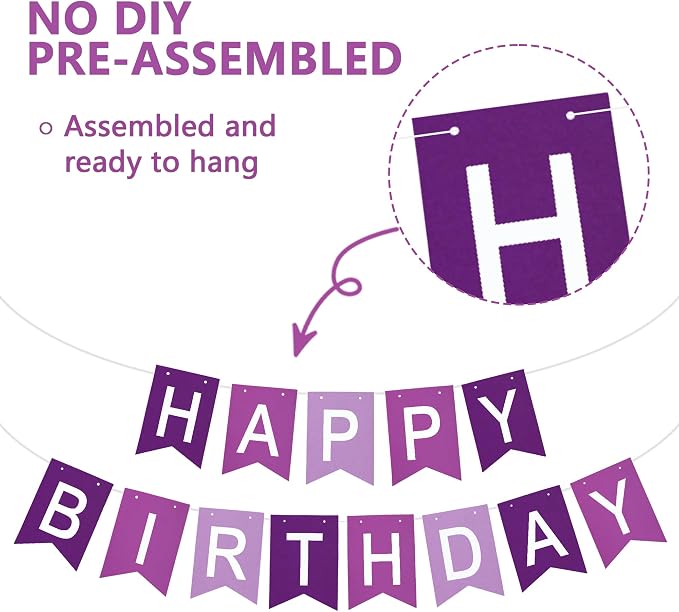 Happy Birthday Banner Pre-Strung Birthday Decorations Birthday Party Backdrop - Image 2