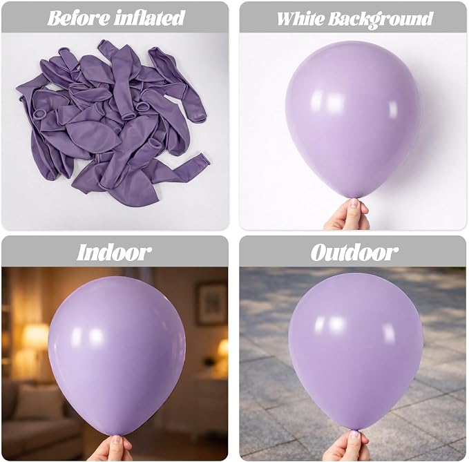 Voircoloria 130pcs Lilac Purple Balloons Garland Arch Kit, 18 12 10 5 Inch | - Image 3