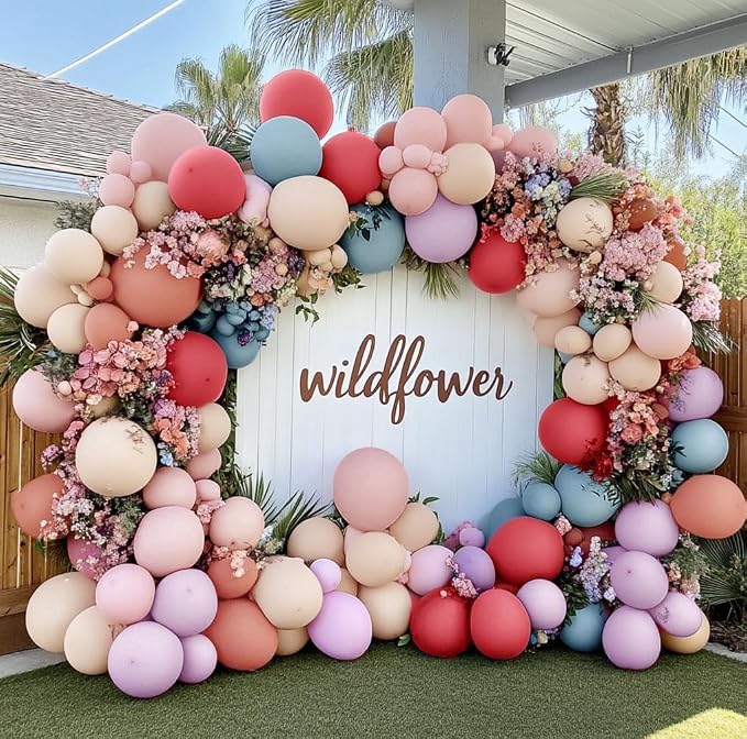 Pastel Balloon Garland Double Stuffed Dusty Pink Blue Cream Balloon Light by LUXURparty