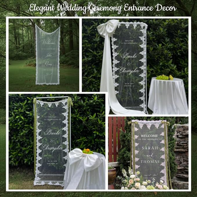Personalized Sheer Wedding Welcome Sign Banner - Image 5