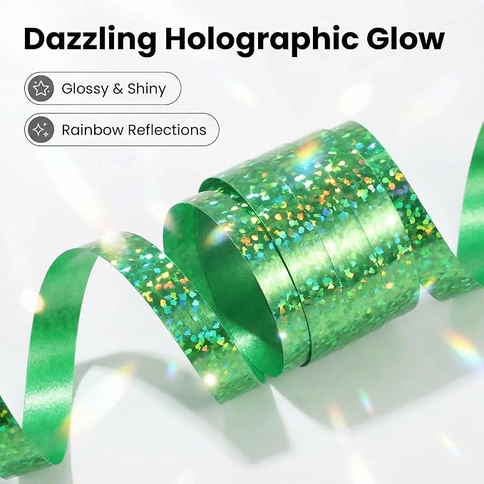 500 Yards Green Curling Crimped Ribbon Green Balloon String Shiny Metallic Roll - Image 2