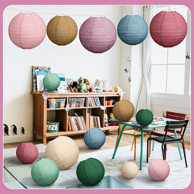 Glooglitter 16 Pcs Boho Hanging Paper Lanterns Back to School Party Decoration - Image 4