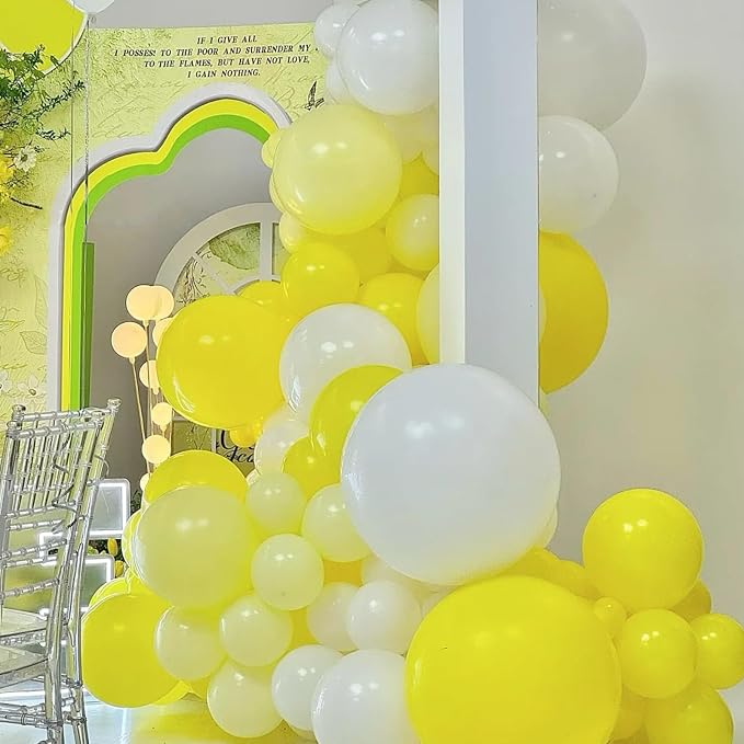 Voircoloria 130pcs Pastel Yellow Balloons Arch Kits 18 12 10 5 Inch | - Image 4