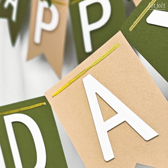 Letjolt Brown Green Happy Birthday Banner Tropical Theme 13pcs | Party Supplies - Image 6