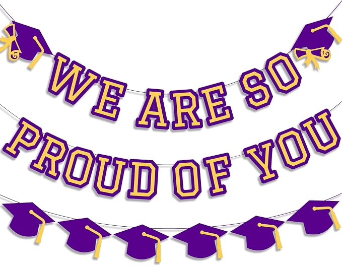 We Are So Proud Of You Banner Graduation Party Decorations Congrats Grad Cap by Unknown