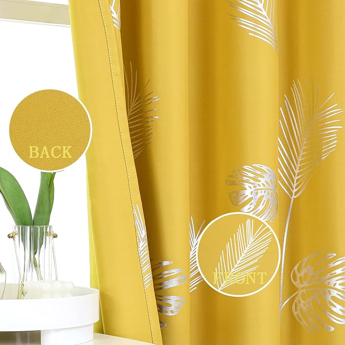 Yellow Room Darkening Curtains 84 Inches Long - Image 3