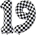 LHOAVWE Number 19 Checkered Balloons 40 Inch Giant Race Car Checkered 19 Number by LHOAVWE