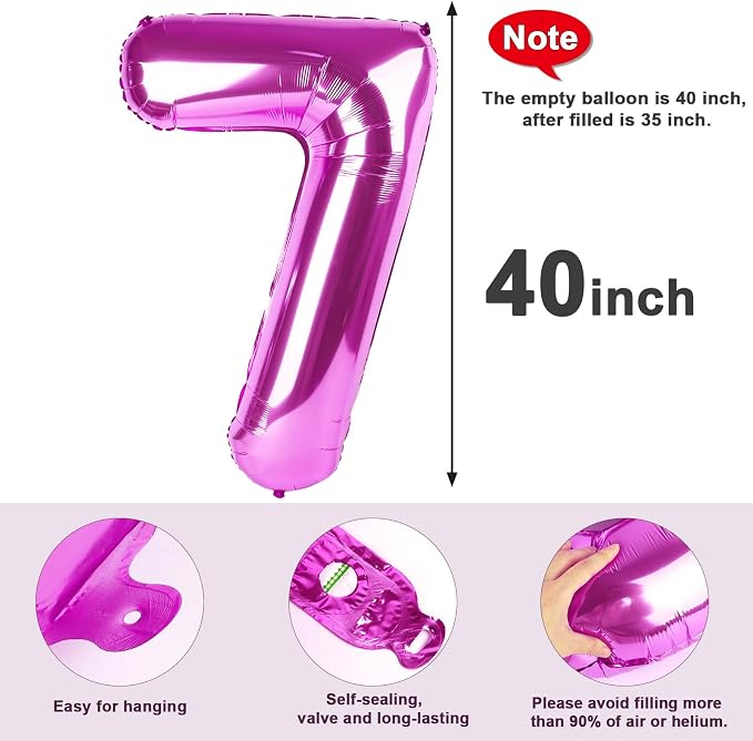 7 Balloon Number 40 Inch Rose Purple Balloons - Image 5