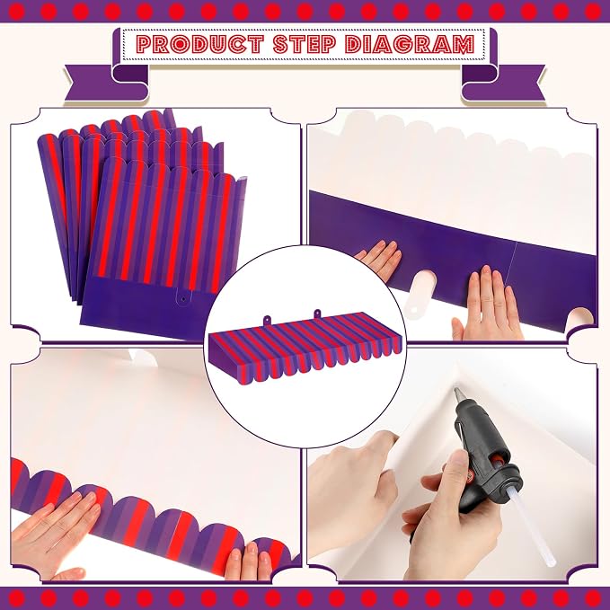 Boao 4 Pack Circus Awning Decoration 3D Stripe Cardboard Awning Carnival Wall - Image 3