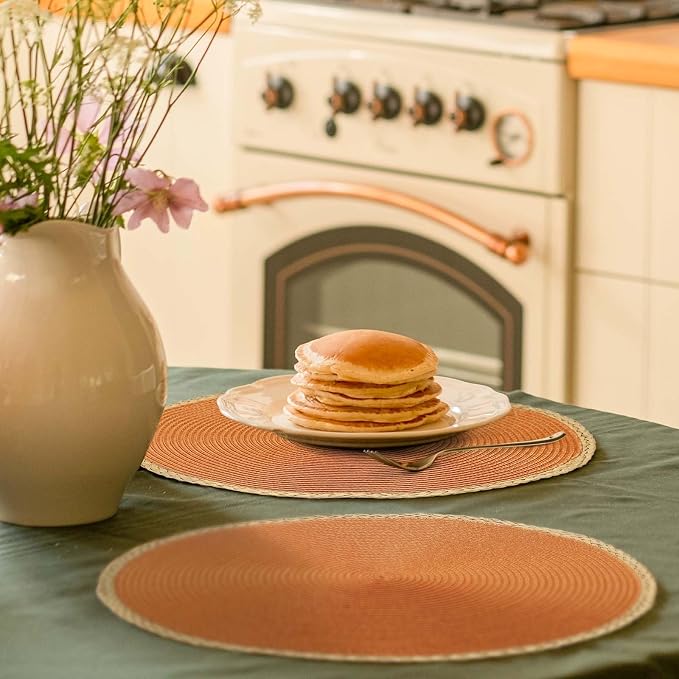 Round Placemats Set of 4, Woven Table Mats, Thin Edge, 15 Inch Diameter - Image 6