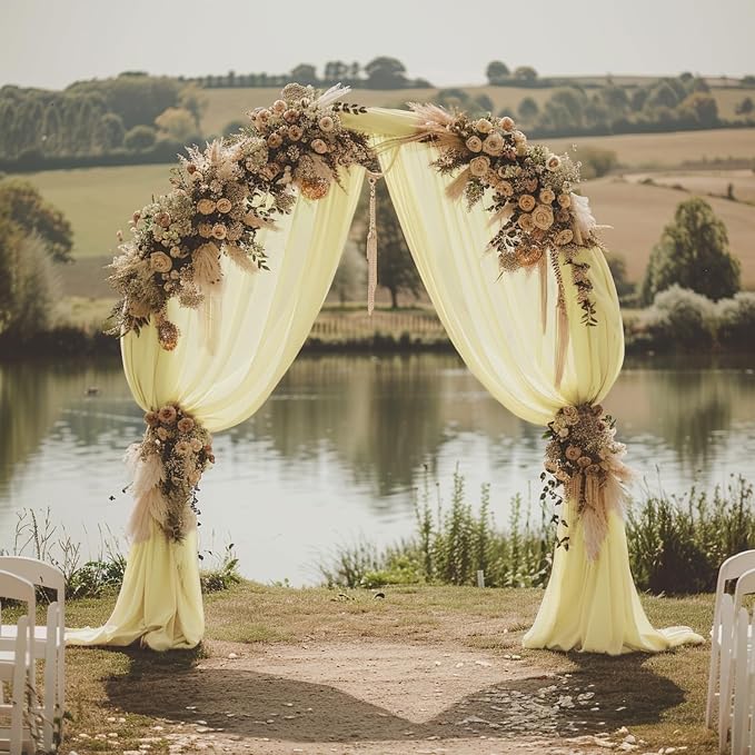 Beige Wedding Arch Draping Fabric Backdrop Drapes Sheer 28.7"x 20FT | Sheer - Image 6