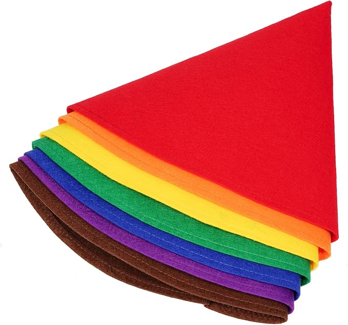 Fengek 7 Packs Christmas Gnome Hats, Felt Cone Dwarf Hats - Image 4