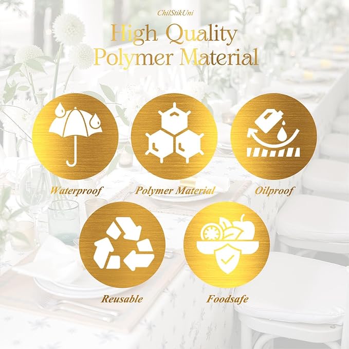 Polymer Material Reusable Napkin Band, Glue-Free Tear-Proof Water Resistant Oil-Proof Napkin Bands Set of 50(Front Brushed Gold Color and Back Silver), 6 Adjustable Sizes Napkin Rings