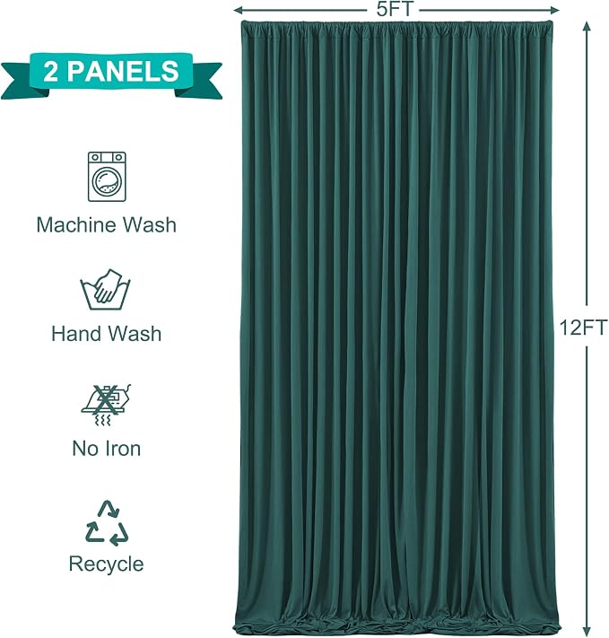 10x12 Hunter Green Backdrop Curtains - Image 5