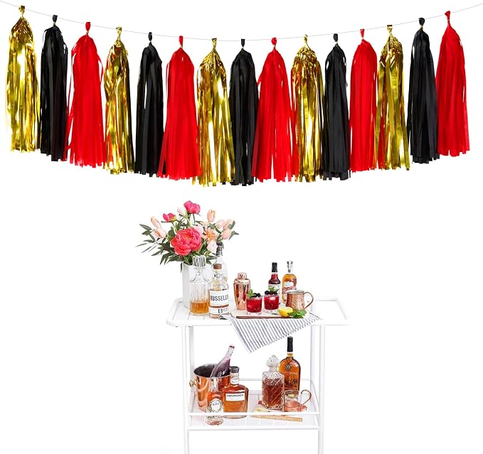 Black-Red Gold Party-Decorations Tassel Garland - Image 3