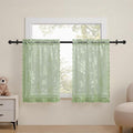 Sage Kitchen Curtains 30 Inch Length Rod Pocket Light Filtering Sheer Lace Cafe by SEEKRIGHTHomeDecor