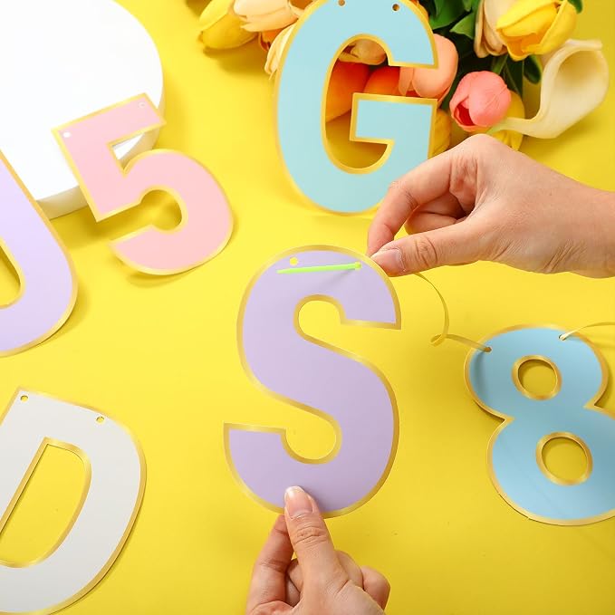 Kosiz 116 Pcs DIY Letter Custom Banner Customizable Banner Kit Pastel Letter - Image 2