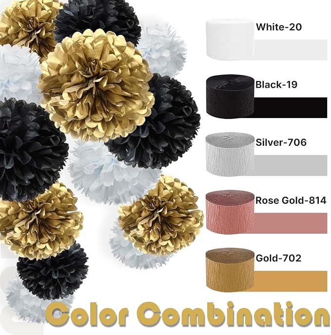 PartyWoo Gold Metallic Gold Crepe Paper Streamers 6pcs 492 FT | Wedding - Image 3