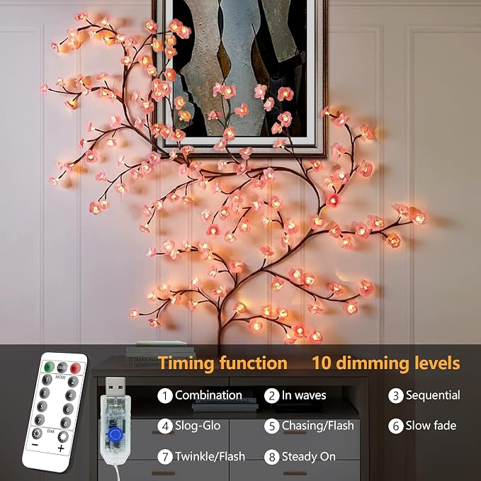 4FT 48LED Pink Cherry Blossom Tree Branch Lights - Image 3