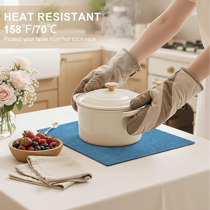 homing Faux Cotton Linen Placemats Set of 6, Cloth Washable Farmhouse Dining - Image 3