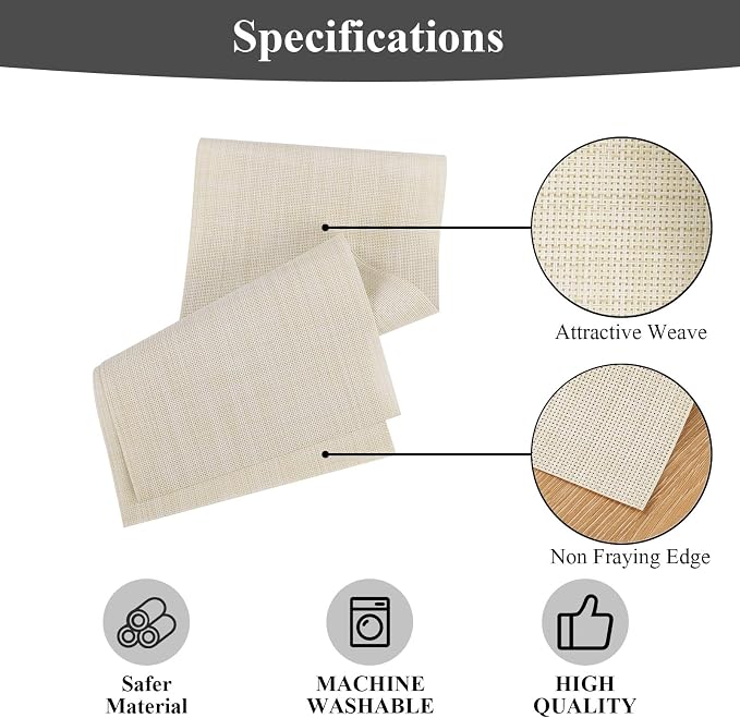 SHACOS Woven Vinyl Table Runner PVC Table Runners 12 x 54 inch Wipeable Plastic - Image 3