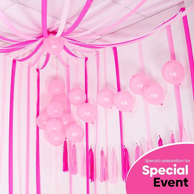 8 Pink Streamers, 656ft Pack of Crepe Paper Bachelorette Party Decorations | - Image 6