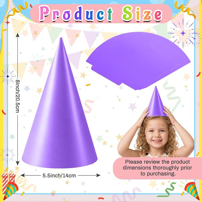 Geyoga 20 Pcs Party Cone Hats Bulk DIY Birthday Party Assorted Colors Cone Hats - Image 2