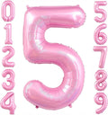 Pastel Pink 5 Balloon, Light Pink 5 Balloons Number, 40 Inch Helium Foil Mylar by BBPOOL
