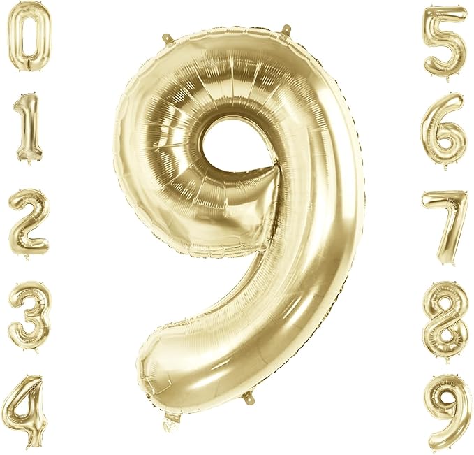 Number 9 Balloons for 9th Birthday Party Decorations, 40 Inch 0-100 Anniversary by Joycard