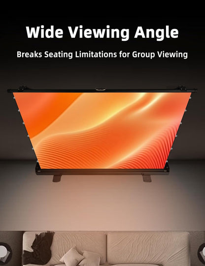 Portable Tab-Tension Matte White Manual Pull Up Projector Screen,178°Viewing Angle Movie Screen,Outdoor Projector Screen Wrinkle-Free Design for Backyard Movie Night(100 in/16:9)