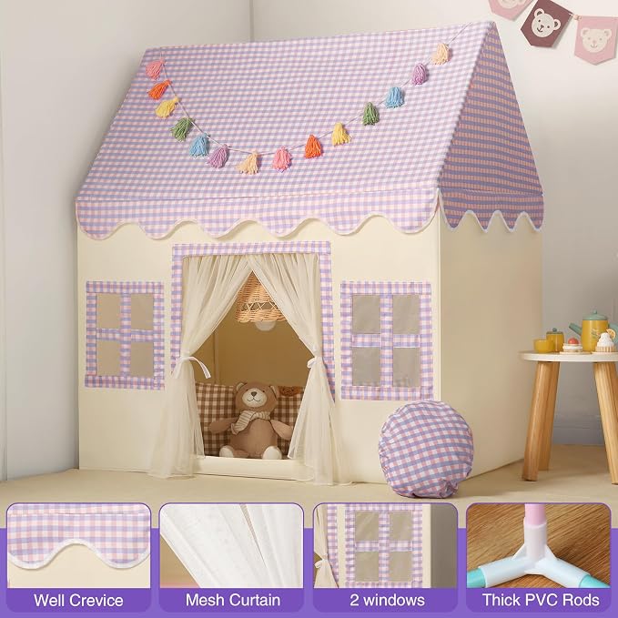 Kids Play Tent Indoor: Mat, Tassel Garland - Image 3