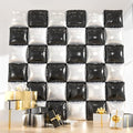 36pcs Double-Sided Black & White Checkered Foil Balloons Backdrop Wall Kit – by ZizasAry