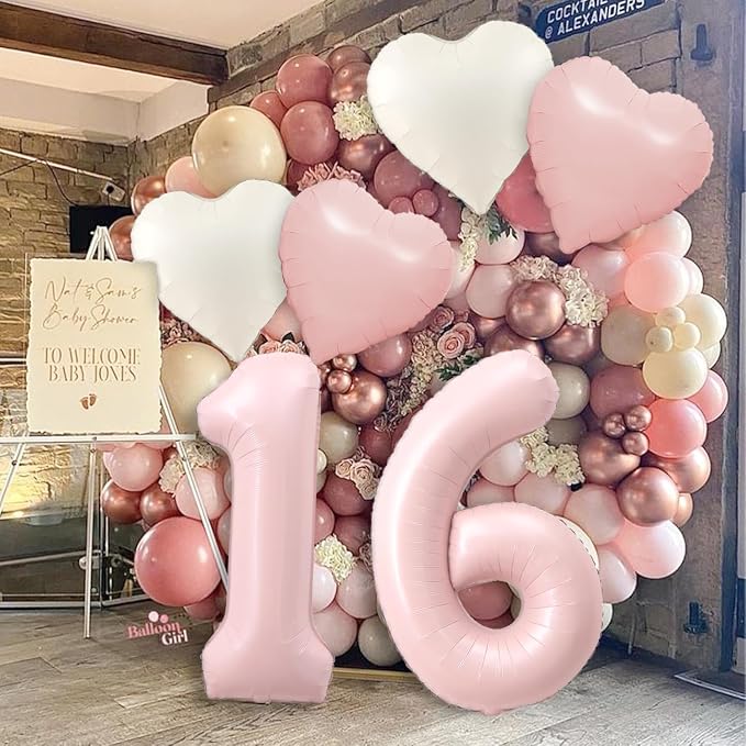 Pink 20 Balloon Number Pastel Pink 20th Birthday Party Decorations - Image 6