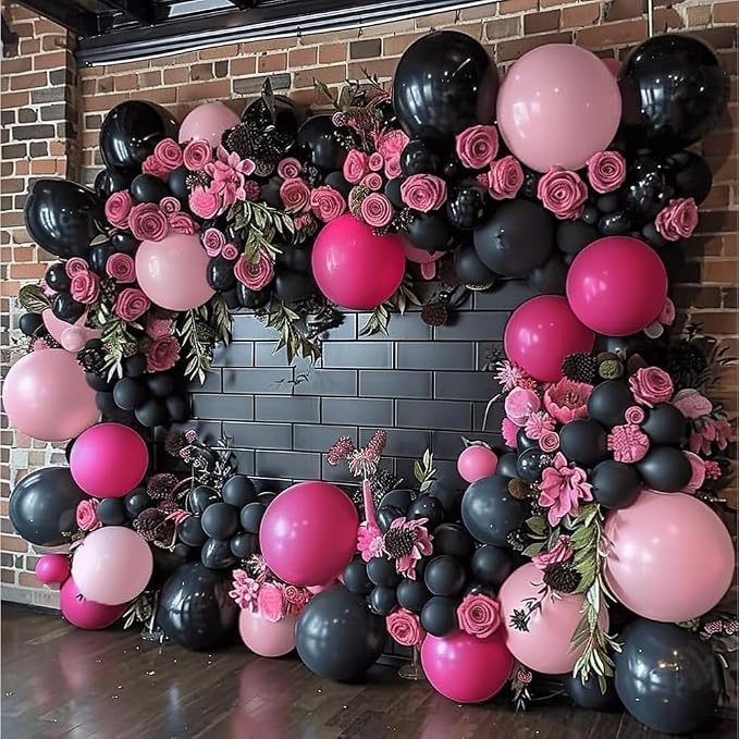 Black Balloons Double Stuffed Balloon Garland Arch Kit Latex Different Size - Image 8