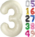 Cream Number 3 Balloon 40 Inch, 3rd Birthday Party Decorations Men Women | Foil by IWERP