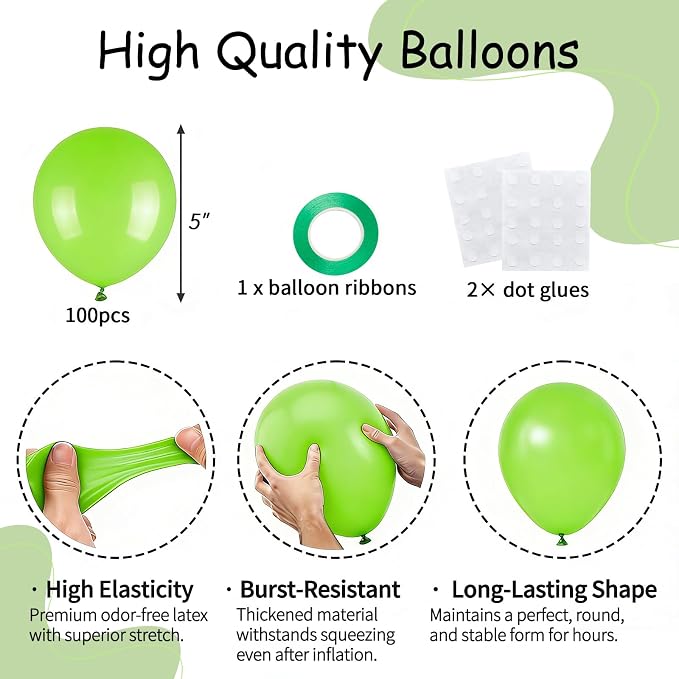 100pcs 5 Inch Small Lime Green Balloons Garland Arch Fillers | 5” Mini Light - Image 2