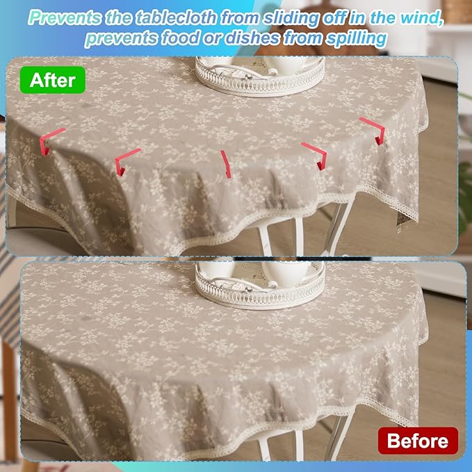 uxcell 8 Pack Tablecloth Clips, Stainless Steel Table Cloth Cover Clamps, 2.95" x 1.77" Windproof Holder Clips for Home Party Picnic Wedding Camping Dining Tables, Yellow