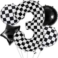 40 Inch Checkered Number 3 Balloon, Kids Boys Racing Theme Party Supplies by HTangparty