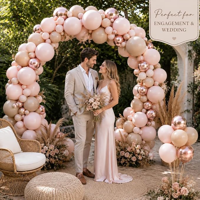 Boho Balloon Arch Double Stuffed Blush Nude Rose Gold Boho Balloon Garland Kit - Image 7