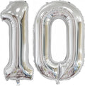 Silver 10 Balloon, 40 Inch Silver Number 10 Balloon Big Foil Mylar Helium by BBPOOL